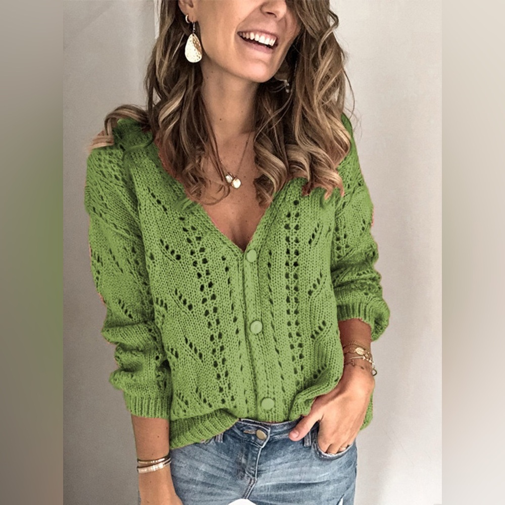 Openwork V-Neck Cardigan